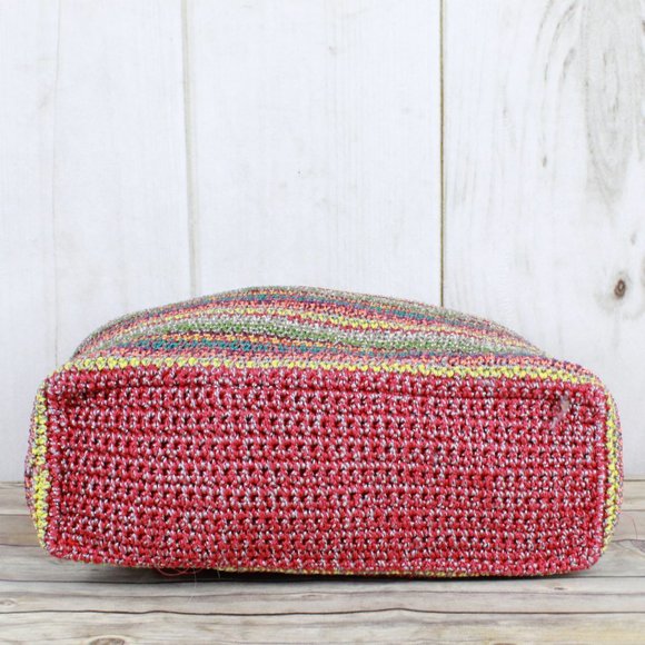 The Sak Multicolor Stripe Hand Crocheted Zippered Hobo Tote Shoulder Bag - Picture 8 of 9